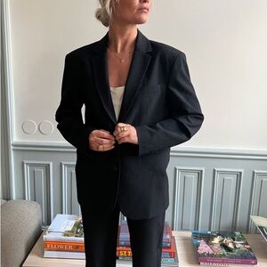 DJERF AVE Black Pinstripe Blazer and Pants Set